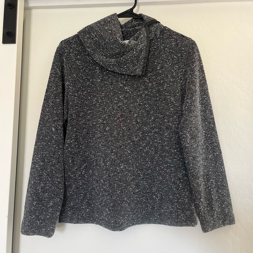 Vintage John Paul Richard Black Speckled Long Sleeve High Neck Top 90s Sweater S